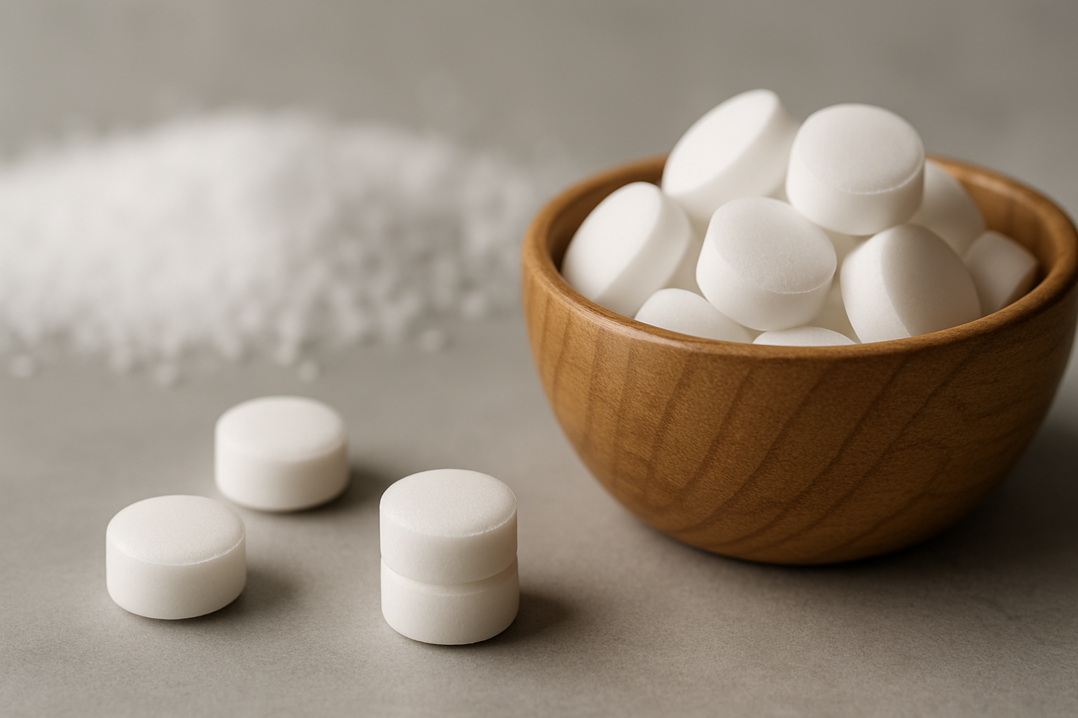 Regeneriersalz-Tabletten in einem Salzbehälter einer Wasserenthärtungsanlage