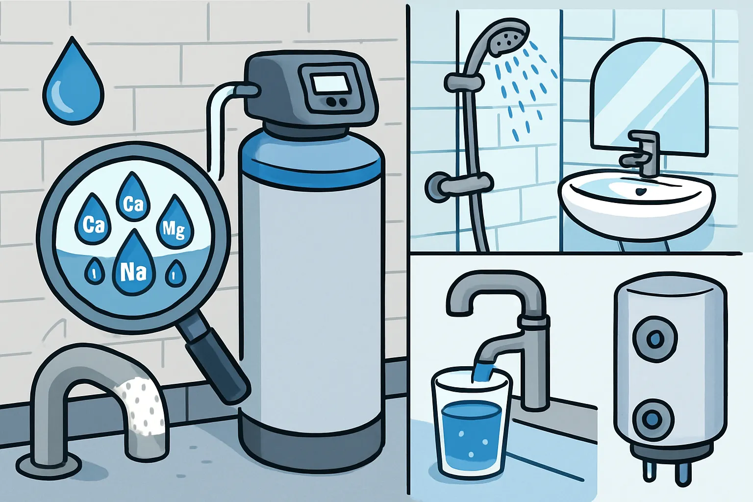 Glas mit klarem Wasser wird unter einem Wasserhahn befüllt - symbolisiert die Frage nach der Gesundheit von enthärtetem Wasser