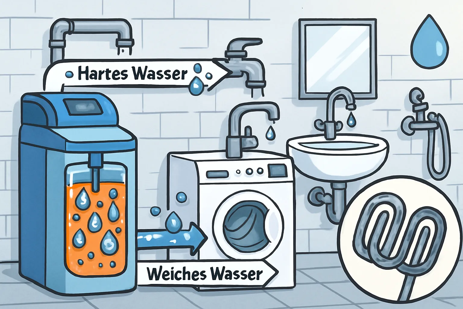 Verschiedene Wasserenthärtungsanlagen führender Hersteller nebeneinander im direkten Vergleich